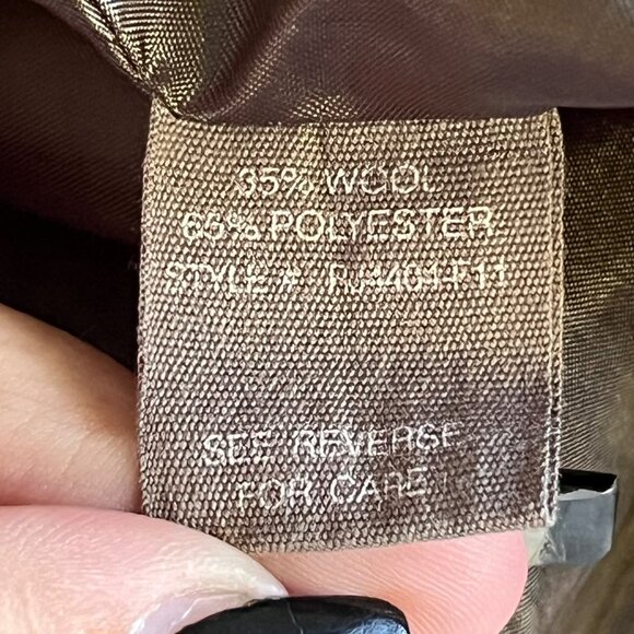 Ryu Green Ruffled Wool Blend Buckle Mid Length Trench Coat Size S - Picture 7 of 8